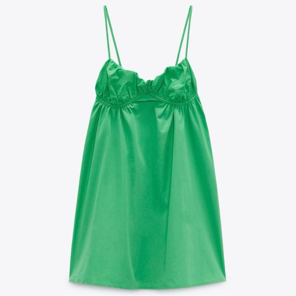 Zara Green Mini Dress with Satin Sheen